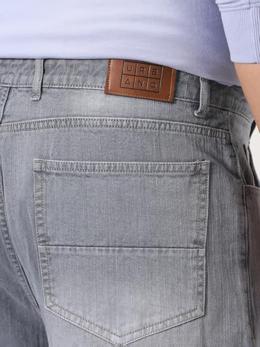 Image of Urbano Plus Men's Loose Baggy Fit Washed Denim Jeans Non-Stretchable
