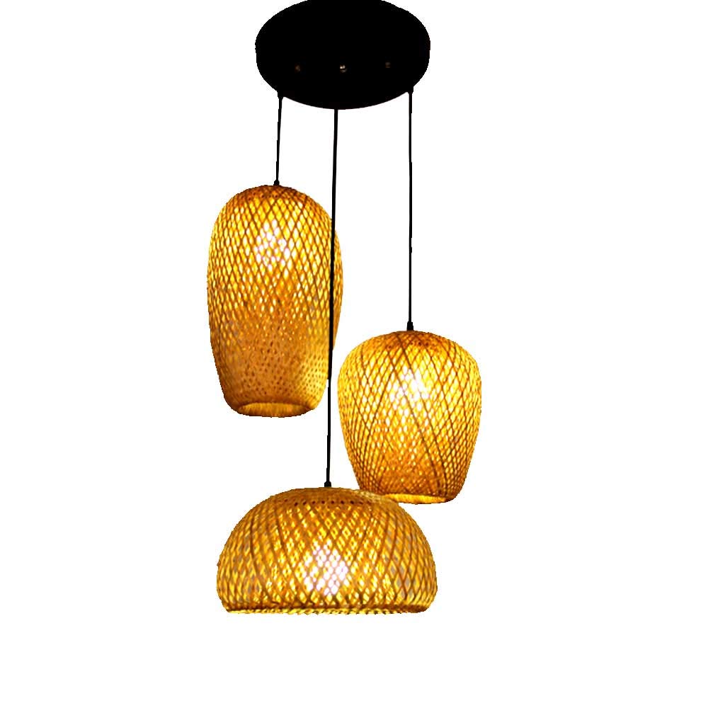 Buy AOODU Rustic Rattan Pendant Light Fixture Farmhouse Bamboo Pendant