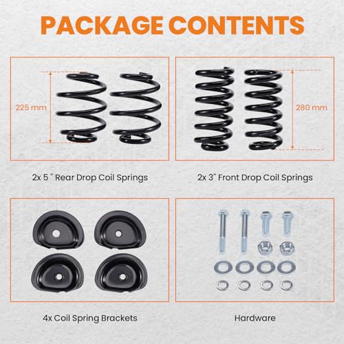 maXpeedingrods 3” Front & 5” Rear Lowering Coil Spring Kit for Chevy C10/GMC C15 1960-1972, Drop Kit - Image 6