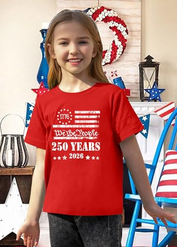 Image of CAZYCHILD Kids 250 Anniversary USA Shirts 250 Year American Flag Tshirt Boys and Girls Happy 250th Tee 4th of July Tops