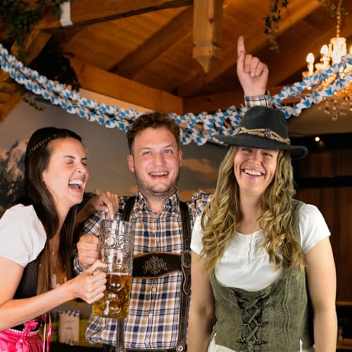 Image of German Oktoberfest Hat - 100% Wool Alpine Tyrolean Fedora with Edelweiss Pin & Rope - Charcoal Bavarian Hat for Men & Women