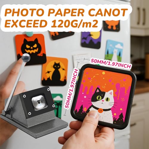 2x2in Square Photo Magnet Maker Machine, 50X50MM DIY Fridge Button Maker Magnet Press Kit with Paper Cutter, 200pcs Materials, 100pcs Photo Paper by Generic - Image 4