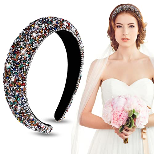 Wllhyf Rhinestone Headband Bling Crystal Hair Hoops Glitter Sparkle Thick Padded Hairband Diamond Beaded Headband Fashion Valentine's Day Gift Hair Accessories For Women Girls #TOP4