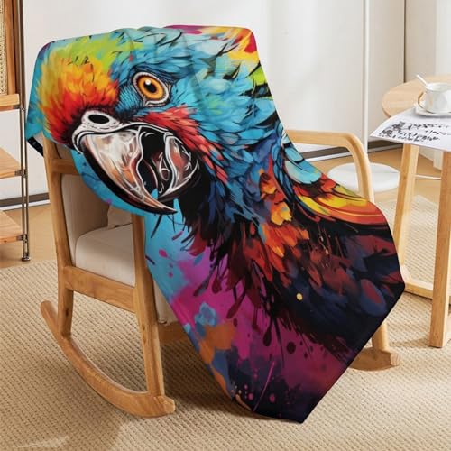 Couverture perroquet en flannel 100x130 cm pour canapé et lit