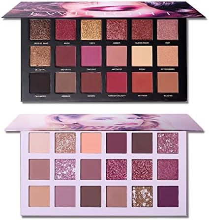 2Pcs UCANBE Twilight Dusk + Aromas Nude Eyeshadow Palette Makeup Set, Matte Shimmer Glitter Pressed Pearl All Highly Pigmented Blending Powder, Natural Velvet Texture Eye Shadow Kit