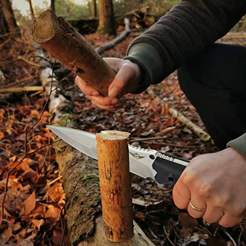 KOMWERO Jagdmesser Feststehende Klinge aus einem Stück D2 Stahl mit G10 Griff, Kydex Scheide, Scharf Messer… – Bild 4