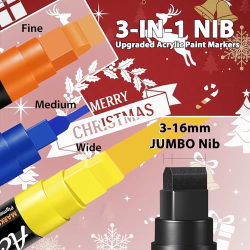 Acrylic Paint Markers, 10 Colors Poster Markers Jumbo 16mm Wide Tip Permanent Ink 36g, Thick Acrylic paint pens for Fabric, Poster, Glass, Rock Painting, Stone, Wood, Car, Ceramic