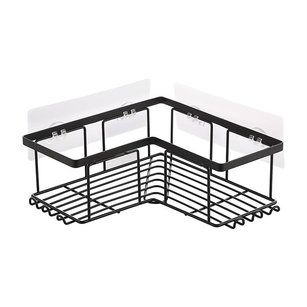 Ruiseawing Stainless Steel Shower Caddy with Hooks Adhesive Shower Organizer Rack Corner Shower Caddy Shelves Storage Shelf for