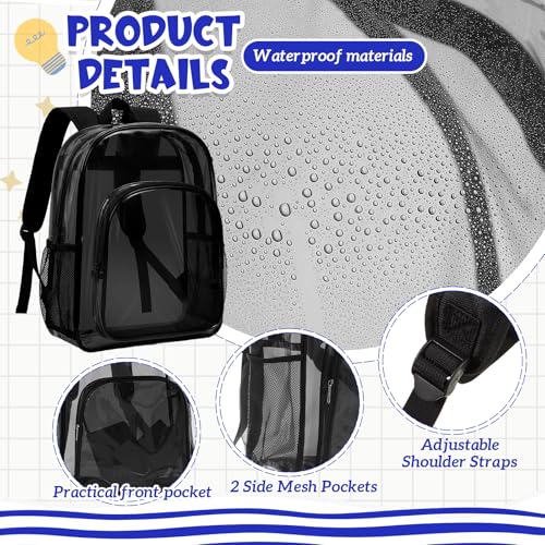 Image of Amylove 1 Pcs Black Clear Backpack Heavy Duty PVC Transparent Backpack Bookbag for College Workplace Security