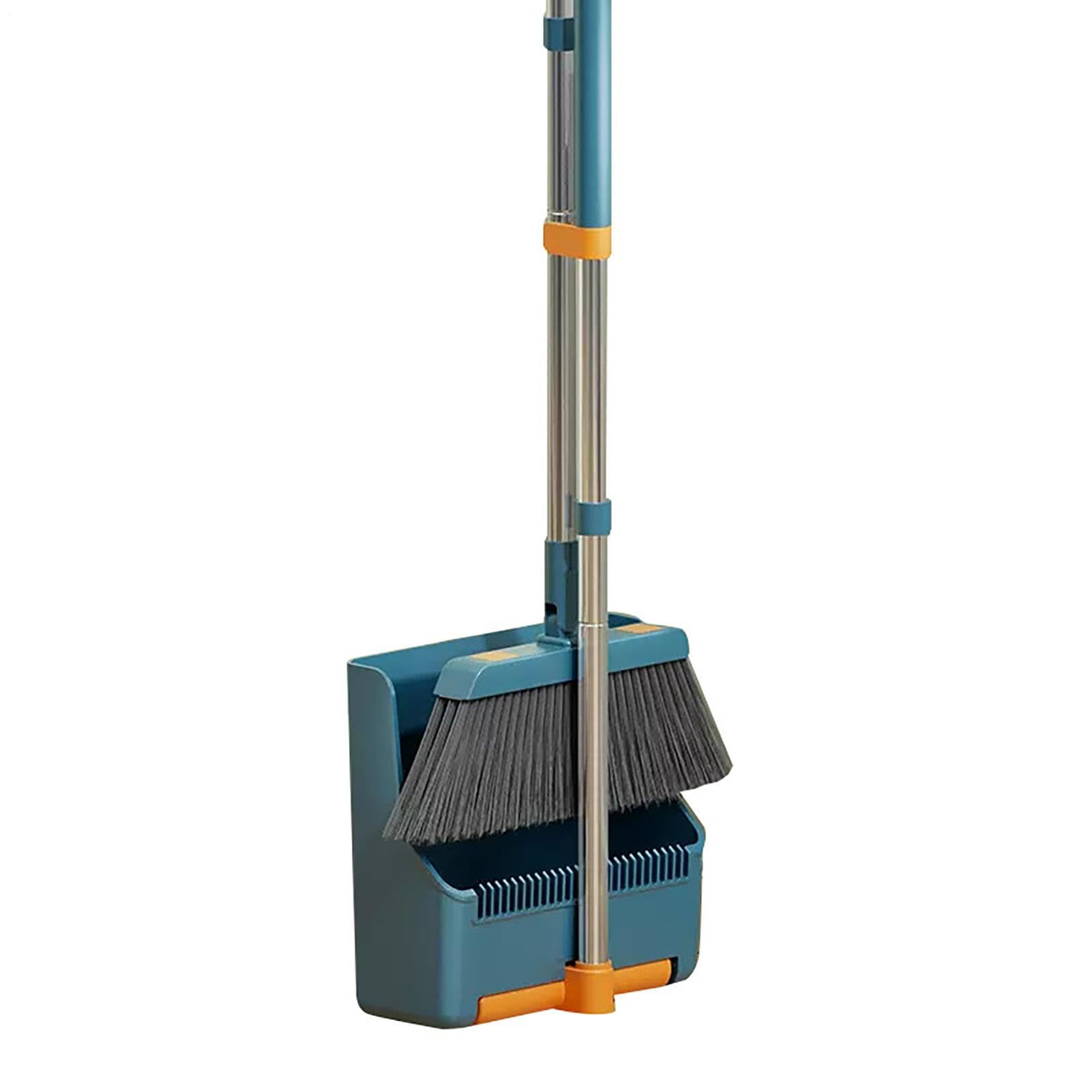 Escoba Grande y recogedor | Escoba Vertical giratoria 180 Grados y | recogedor con mango largo - Escoba de pie y recogedor para comedor, baño, garaje, cocina, dormitorio