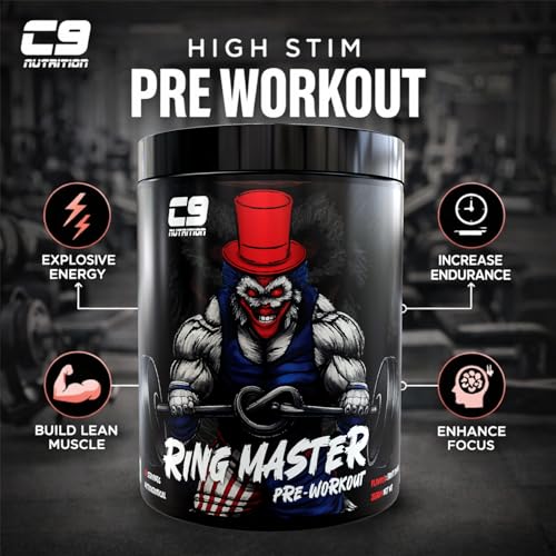 Image of C9 Nutrition Ring Master Pre Workout Powder for Men & Women - 30 Servings, 255gm, Fruit Punch | 3000mg Beta Alanine, Citrulline Malate, Taurine & Creatine | High Energy, Pump, Strength & Focus