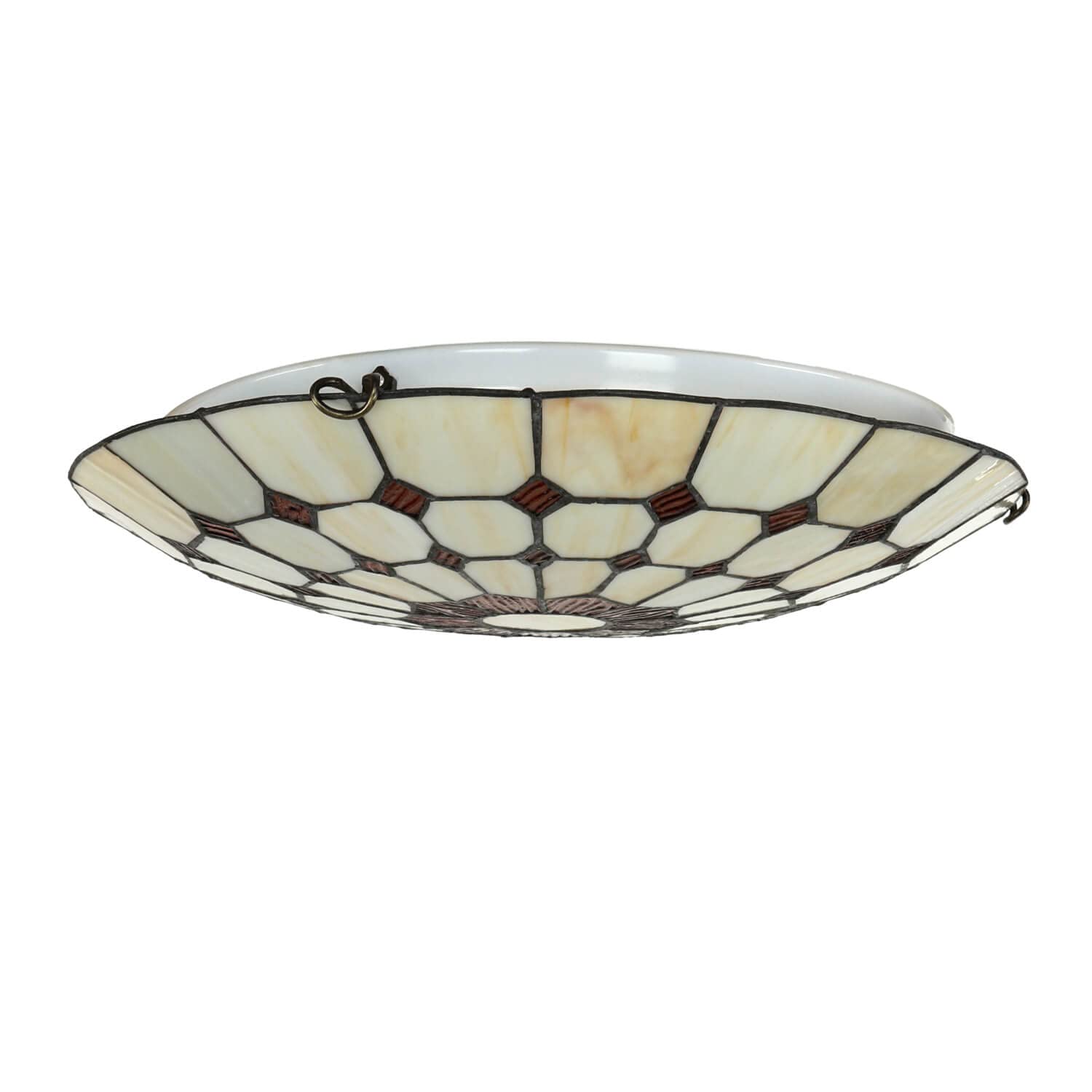 EGLO Plafondlamp Mestre, 2-lichts vintage plafondlamp, retro, metaal en gekalkt glas, voor woonkamer/slaapkamer/hal, in antiek bruin/goud/beige, E27 -fitting, diameter 39,5 cm