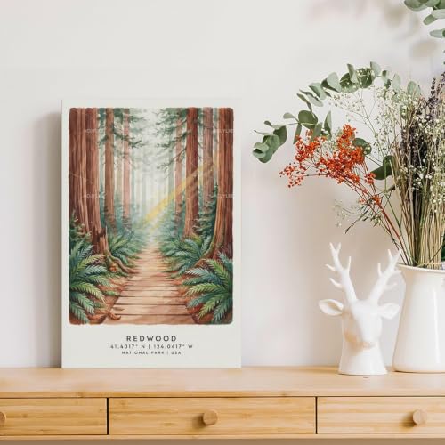 Poster Redwood poster de voyage aquarelle decoration murale maison 40x60 - 4