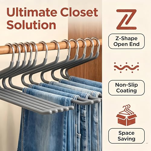 Trouser Hangers Open Ended, 10 Pack Metal Jeans Slack Hangers for Wardrobe - Image 4