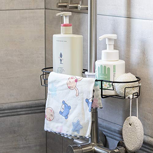 Sink Organizer - Faucet Sponge Holder Dish Cloth Hanger Bathroom Faucet Rack,Faucet Storage Rack Hanging Shower Caddy, Bathroom Storage Basket (Faucet Sponge Holder Black)