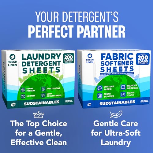 Image of Sudstainables Fabric Softener Sheets for Washer, Fresh Linen, 200 Loads