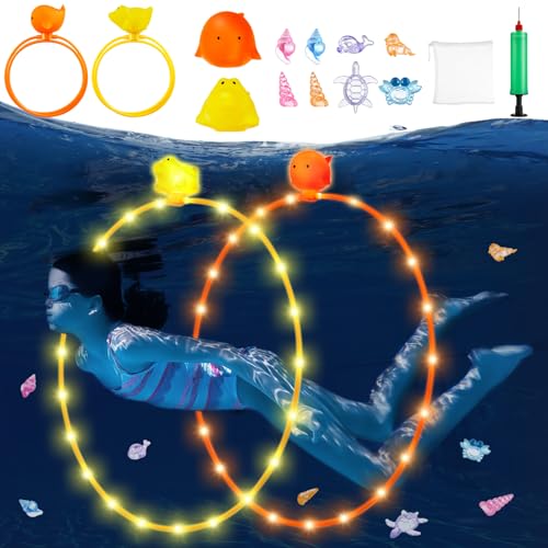 Anpro Tauchringe Kinder, 14 Stück Tauchspielzeug Tauchringe Kinder Set Poolspielzeuge Poolparty Geschenk 3-12 Jahre Schwimmbad Wasserspielzeug Outdoor, Unterwasser Tauchringe, Tauchjuwel