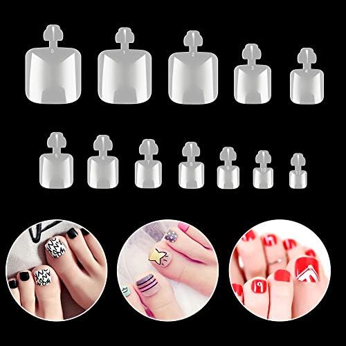 MISMXC 600 Pcs False Toenails Full Cover Artificial French Acrylic Toenails 12 Sizes for Nail Salons and DIY Nail Art