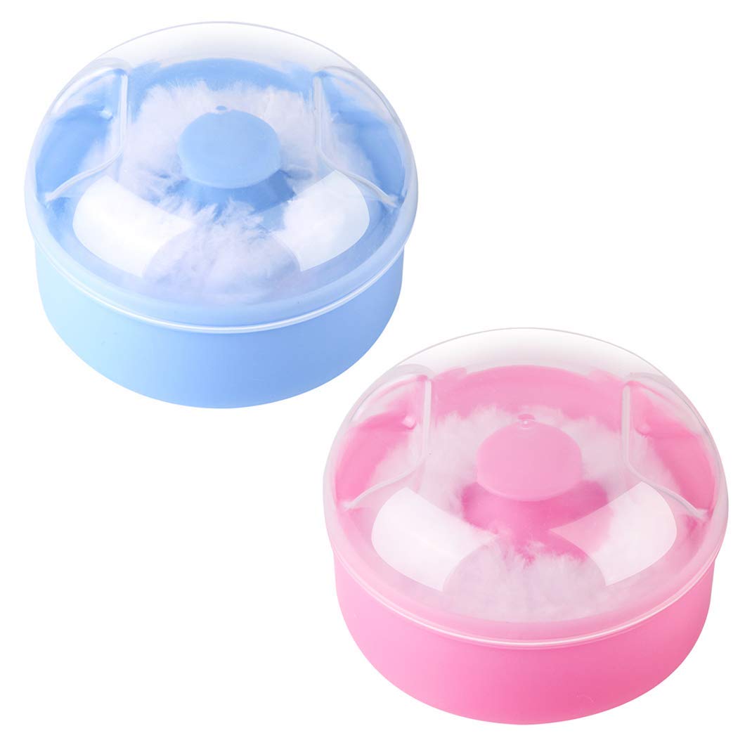 Powder Puff Kit - After-Bath Powder Puff Box Empty Body Powder Container Body Powder Case- Baby Soft Face Body Cosmetic Powder Puff Sponge Box for Home and Travel (Multicolour (Pack of 2)-picture-47
