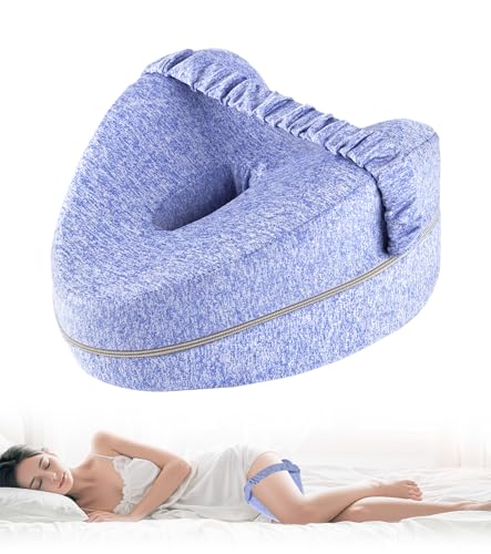 RWSEFK Soft and Comfortable Knee Pillow for Side Sleepers – Memory Foam Knee Pillow for Sciatica Pain Relief Devices Leg Pillow.(Blue)