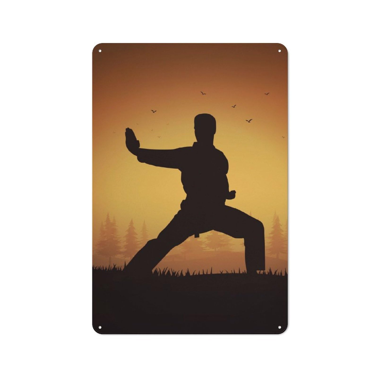 Junmoney Karate 5 Decorative Metal Plaque, Small Wall Accent For Workshop, Shed And Game Room, 30X20cm