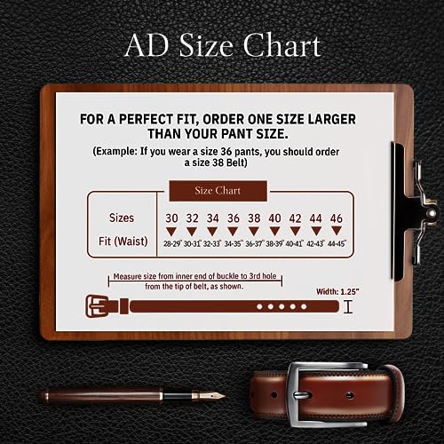 Image of Genuine Leather Dress Belts For Men - Mens Belt For Suits, Jeans, Uniform With Single Prong Buckle - Designed in the USA