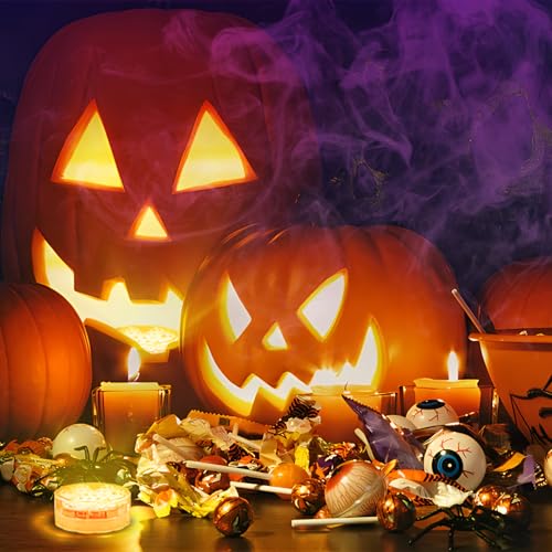 Creatrek Pumpkin Lights, 16 Color Changing Jack O Lantern Lights, Battery Operated JackoLantern Lights for Pumpkins Halloween Party Outdoor Decor 4 Pack - image 6