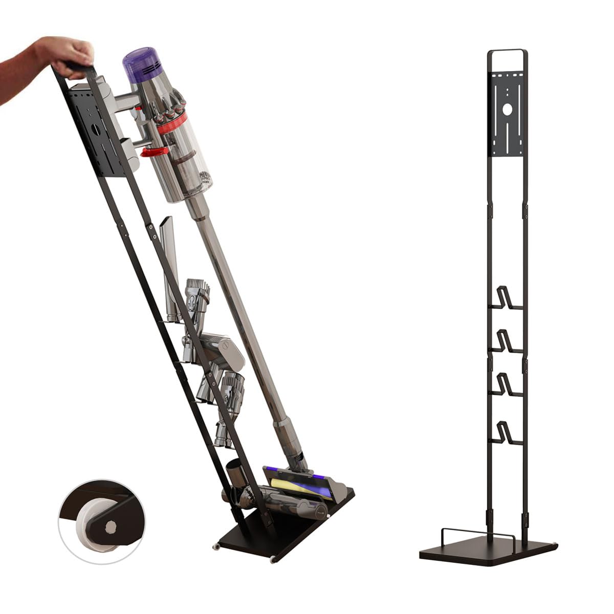 Foho Vacuum Stand Compatible for Dyson V15 V11 V10 V8 V7 V6 with Wheels, Metal Storage Bracket Stand Holder Compatible for Dyson Handheld Cordless Vacuum Cleaners & Accessories & Attachments