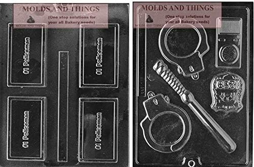 Policía fijó el molde del caramelo del chocolate de la insignia de la policía del policía con la instrucción de fabricación del caramelo con