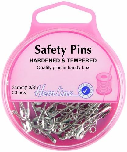 Hemline Safety Haberdashery Pins 34mm Nickel/Silver
