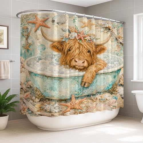 Rideau de douche extra large en tissu imperméable turquoise grand format - 2