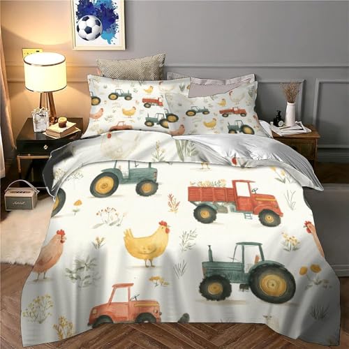 Parure de lit 3 pièces animaux de la ferme 135x200cm microfibre pour fille - 6