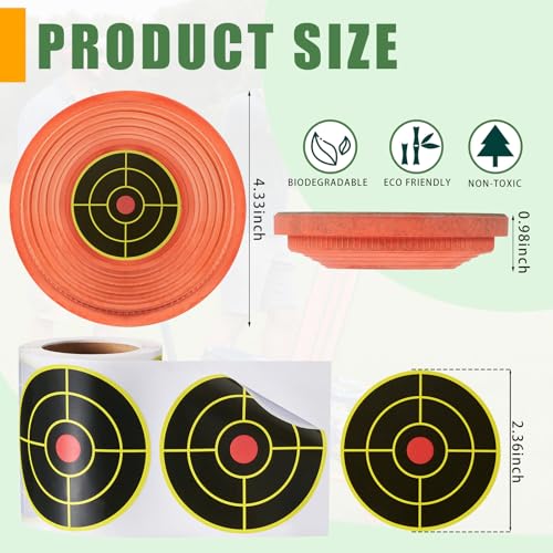 Silipull 50 Pcs Biodegradable Clay Pigeons, Standard 110mm Clay Targets Refill Skeet Targets Disks High-Visibility Target for Skeet & Trap Shooting, Practice Shattering Disc (Orange,Stickers) - Thumbnail 2