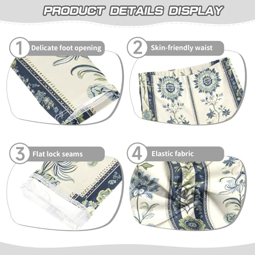 ALAZA Girls' Leggings Children's Yoga Pants Skinny Printed Dance Indian Flower Stripe Comfortable 4T2