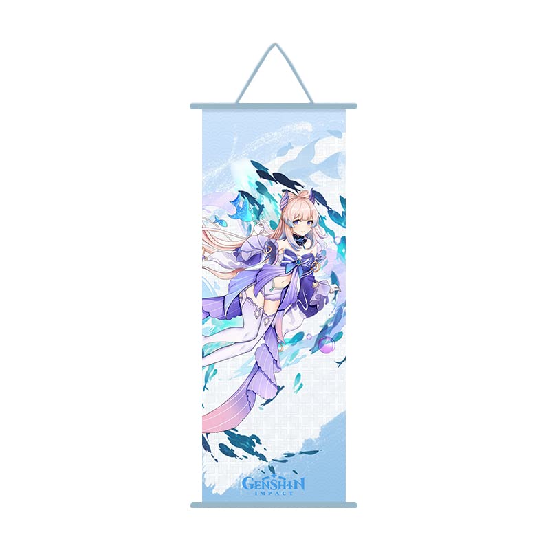 YEQXU Image à roulettes Anime Genshin Impact Figurine Poster Jeu vidéo Sangonomiya Kokomi Décoration de chambre Cadeau 9,8 x 29,5 pouces