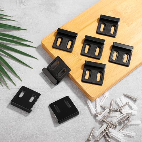 Image of 8pcs Frameless Mirror Holder, Heavy Duty Mirror Hangers Clips Metal Mirror Holder Kit Metal Mirror Clips with Screws Rubber Pads for Wall Mounting Frameless Mirror(Double Hole Black)