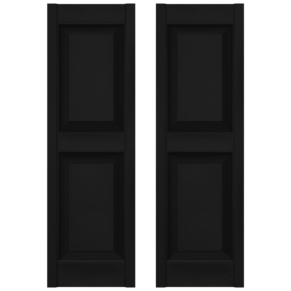 Builders Edge 14.5 in. W x 46 in. H, Custom Two Equal Panels, Raised Panel Shutters, Includes Matching Installation Spikes (Per Pair), 002 - Black