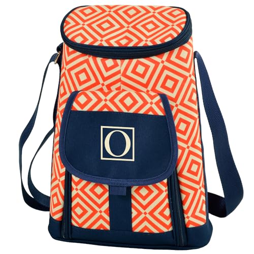 Picnic at Ascot Personalized Monogrammed Stylish 2 Bottle Insulated Wine Tote Bag with Cheese Board, Knife and Corkscrew