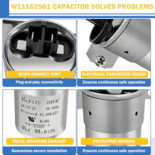 Image of Upgrade W11428524 W11162561 Washing Machine Run Capacitor Compatible with Whirlpool Kenmore Maytag Crosley Amana Replace W10866238 W11175257 AP6981681 PS12745632 EAP12745632