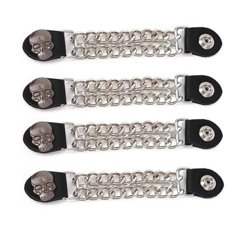 Vksjin Motorcycle Vest Extenders for Men 4Pcs Skull Vest Chains