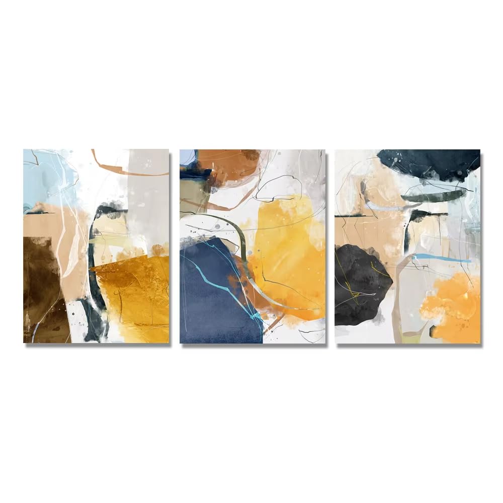 Ihhgnb Multicolor Watercolor Geometric Canvas Painting Prints Nordic Abstract Wall Art Pictures For Living Room Home Decor Unframed(40X50cm(16X20in) X3/No Frame)