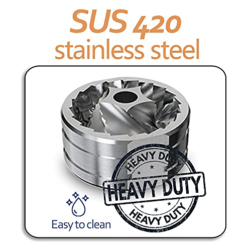 Vzaahu Manuelle Kaffeemühle mit Deckel, Edelstahl, schnelles Mahlen, konischer Frässtift mit verstellbarer Einstellung… – Bild 5