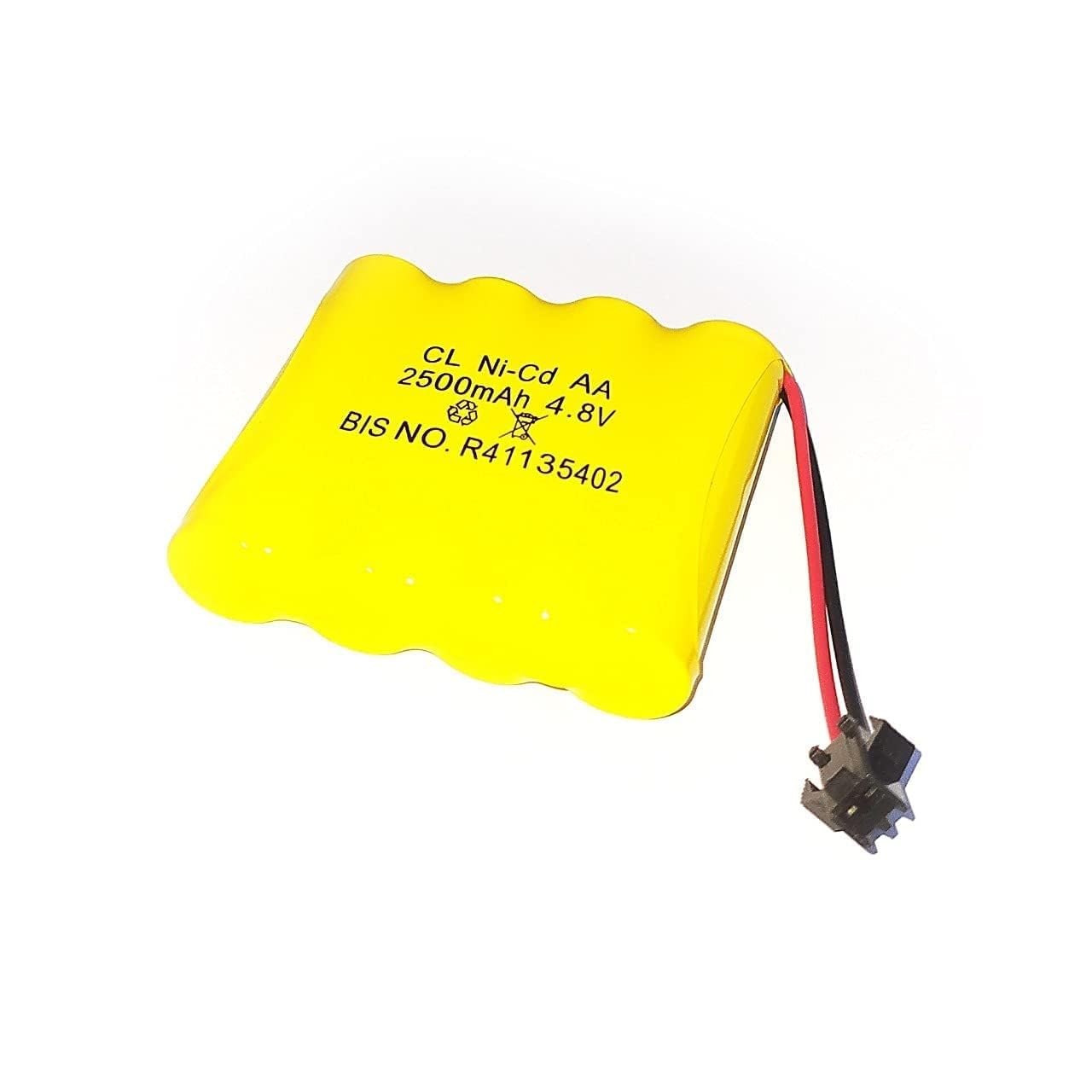 Shivantech 4.8V 2500mAh Ni-Cd Rechargeable Battery Pack – AA Cells, 4-Cell Pack, with Connector – Yellow Shrink Wrap