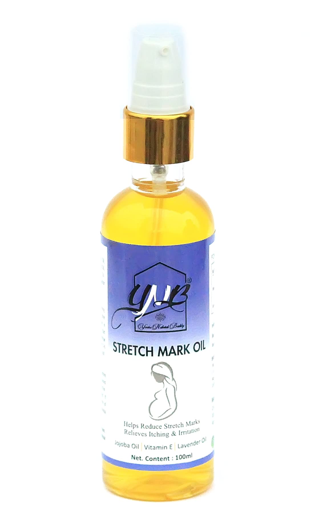 YNB YOURS NATURAL BUDDY Stretch Mark Oil - Remove Scars, Stretch Mark, Uneven Skin Tone, Increase Skin Elasticity & Regeneration - Lavender Oil, Jojoba Oil, Vitamin E - 100 ML Each (Pack of 1)