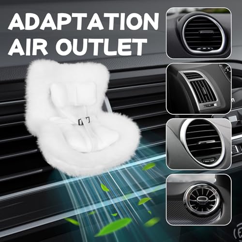 Image of Mini Car Safety Seat for Blind Box Doll, Small Seat for Little Plush Monster with Seat Leg&Air Vent Clip Cute Car Ornament for Plush Display&Collectors - White