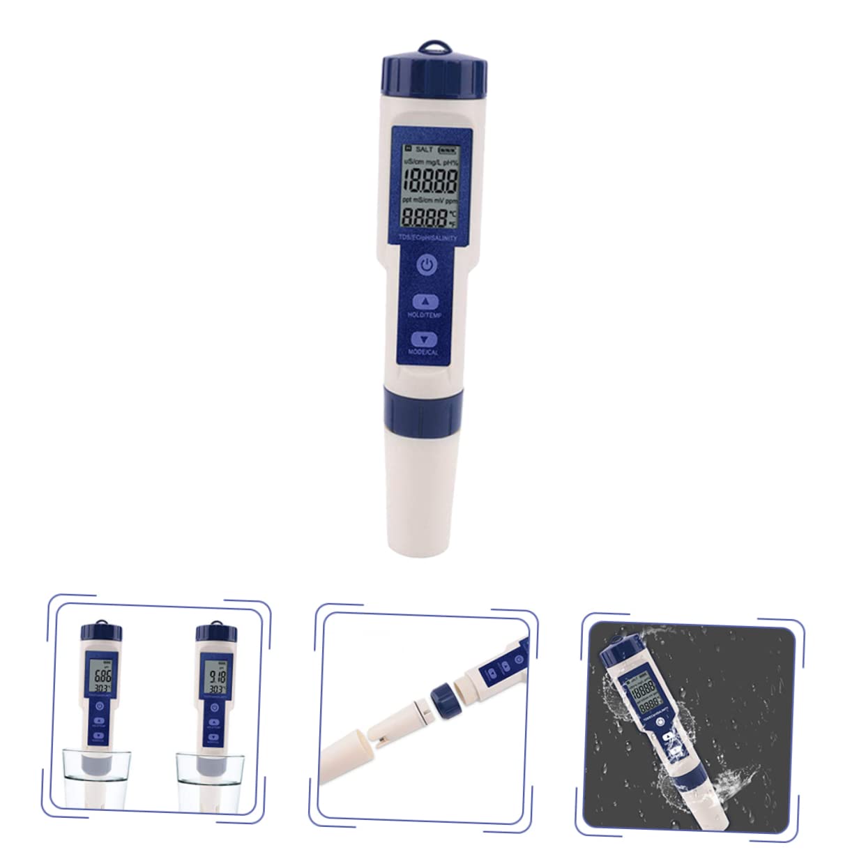 Tester di Salinità Digitale per Acquari e Piscine Sonda ad Alta Sensibilità, Misuratore EC in Plastica, Alimentato a Batteria Lr44, per Acqua Salata
