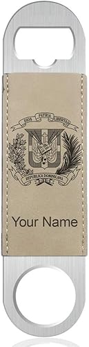 Miniatura 6 de LaserGram Abridor de botellas, escudo de armas República Dominicana, grabado personalizado incluido (acabado de acero inoxidable)