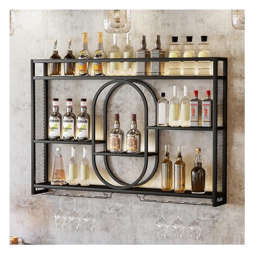 Casier à vin mural en métal avec support verres suspendu