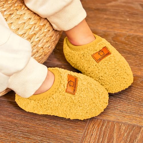 IWIHMIV Toddler Winter Shoes Boys Plush Snow Shoes Non Slip Sole Cotton Slippers Ankle Flat Casual Walking Plush Slippers2