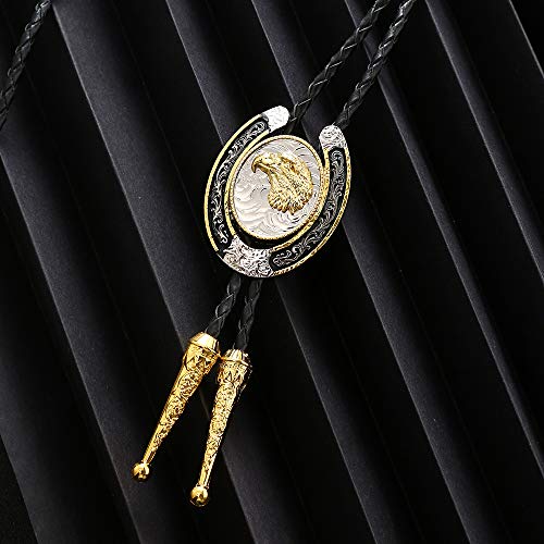 Image of HUABOLA CALYN Bolo Tie for Men- Western Cowboy Native American Golden Horse Bolo Tie